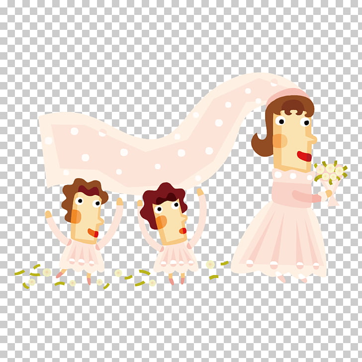 Wedding invitation Bridesmaid Marriage, Cartoon bride PNG.