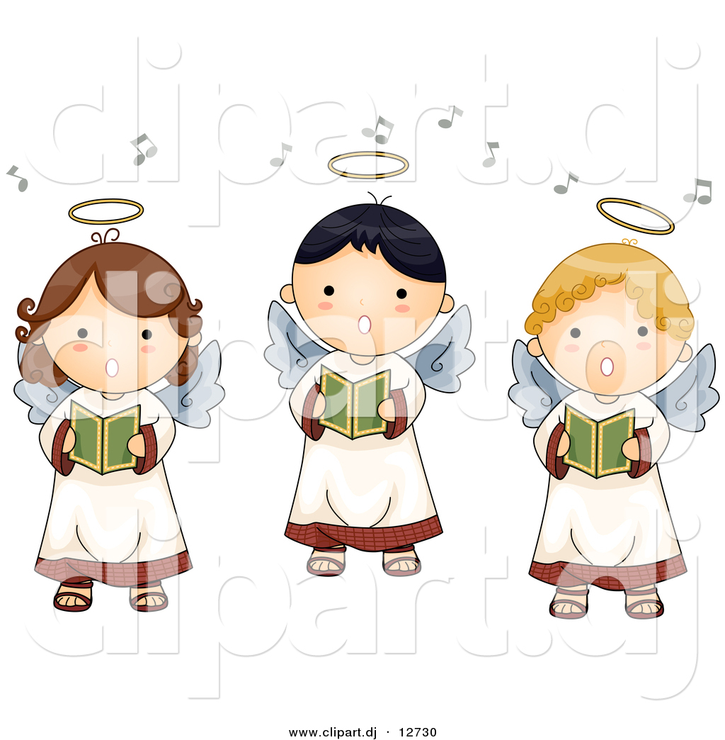 Cartoon Christmas Angels Clip Art.