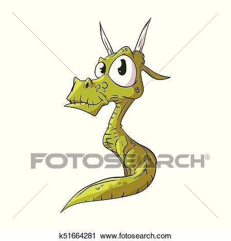 Cute cartoon dragon Clipart.