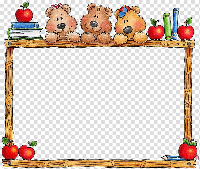 Multicolored bear border illustration, School Education.