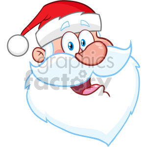 Happy Santa Claus Face Classic Cartoon Mascot Character Vector Illustration  clipart. Royalty.