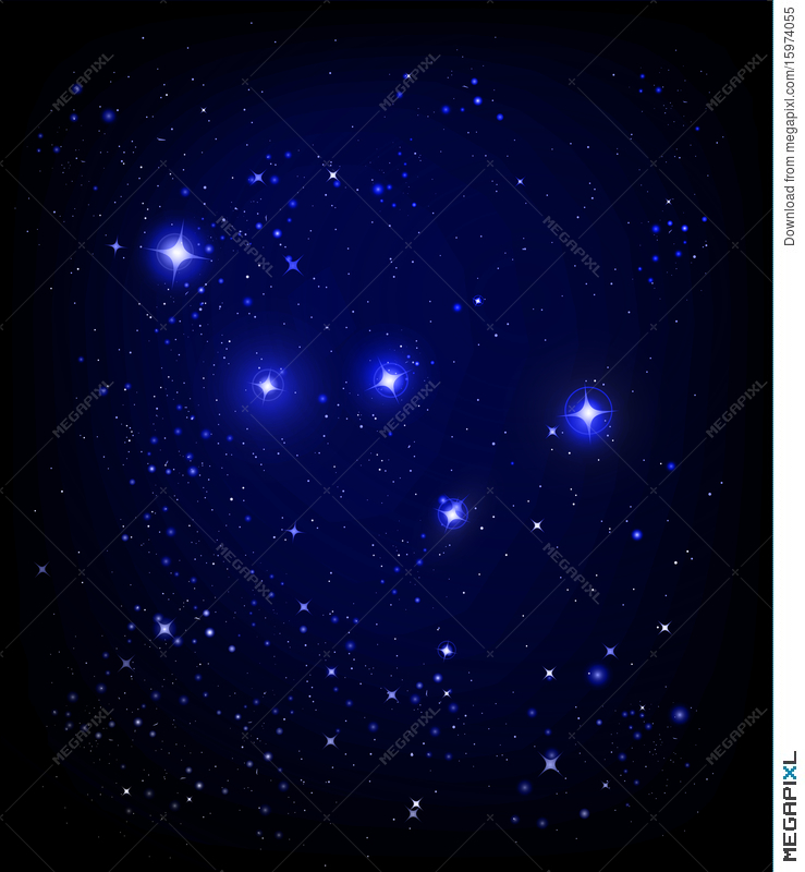 Starry Sky And Cassiopeia Constellation Illustration.