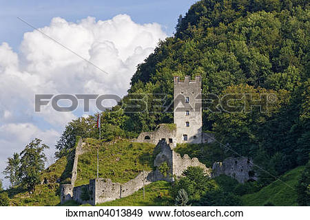 Stock Photograph of "Falkenstein Castle ruins, Flintsbach am Inn.