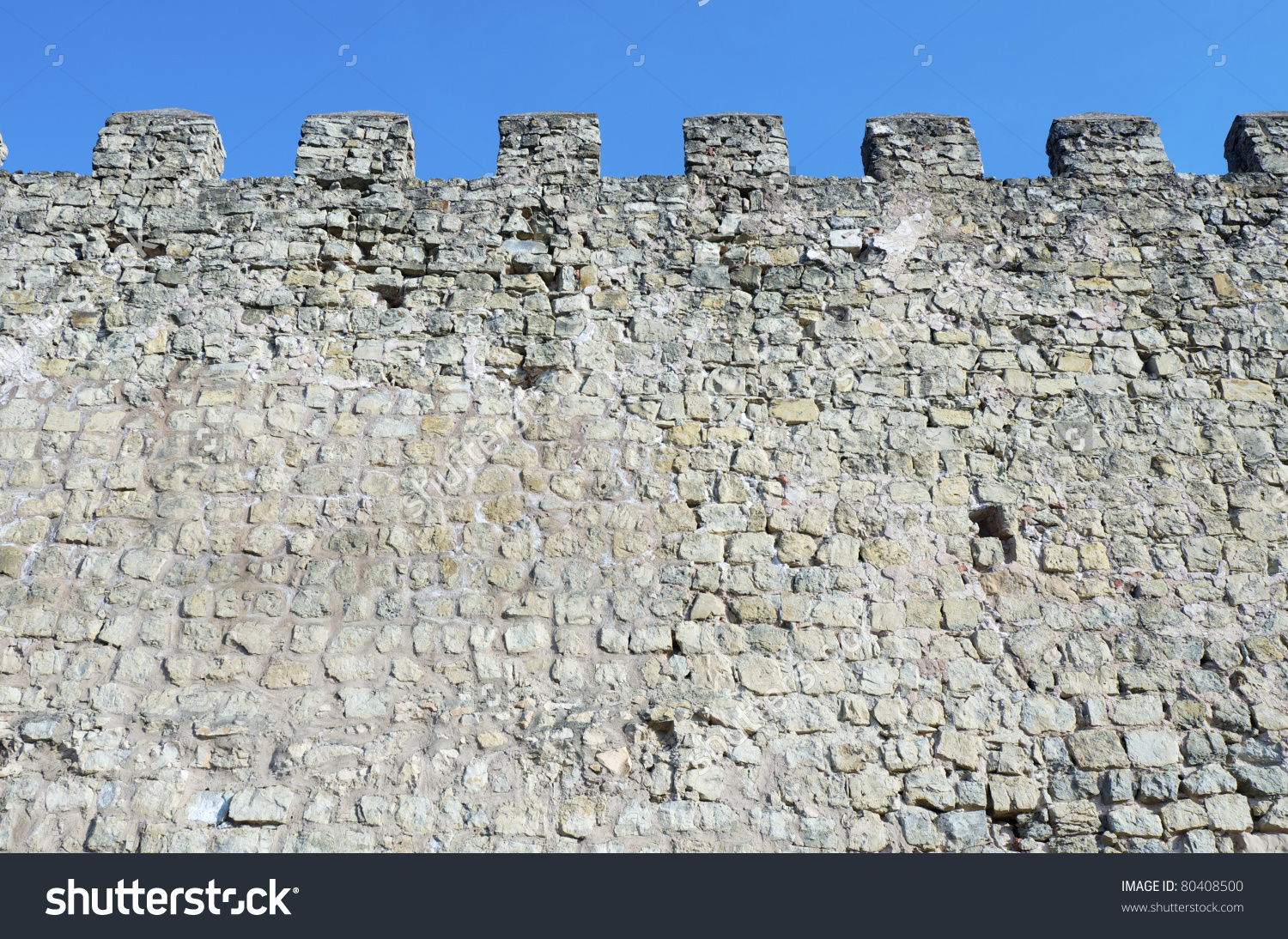 Fortified Castle Wall Siguenza Guadalajara Castilla Stock Photo.