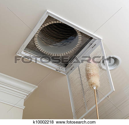 Pictures of Dusting vent for air conditioning filter in ceiling.