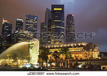 Picture of CBD Central Business District Fullerton Hotel Merlion.