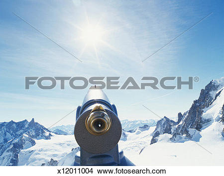 Stock Photo of France, Chamonix, Vallee Blanche, telescope looking.