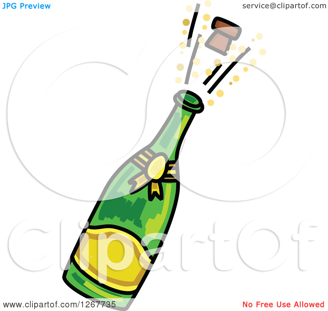 Clipart champagne bottle popping.