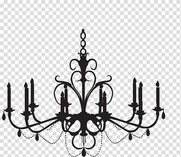 Uplight chandelier illustration, Chandelier Wall decal Silhouette.