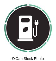 Vector Clipart of car charging station computer symbol.