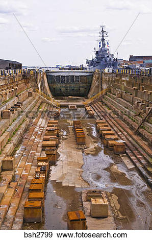 Stock Photograph of Dry dock at the USS Constitution Museum on the.