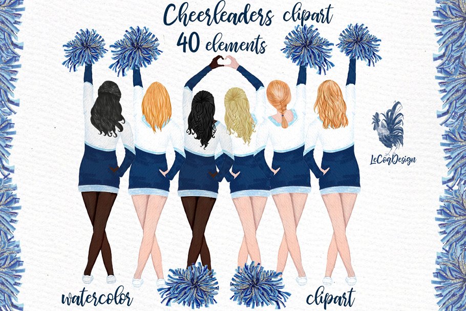 Cheerleaders Girls Clipart ~ Illustrations ~ Creative Market.