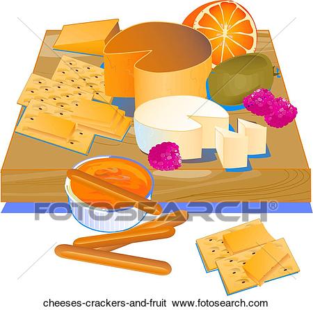 Cheeses, W/Crackers And Fruit.