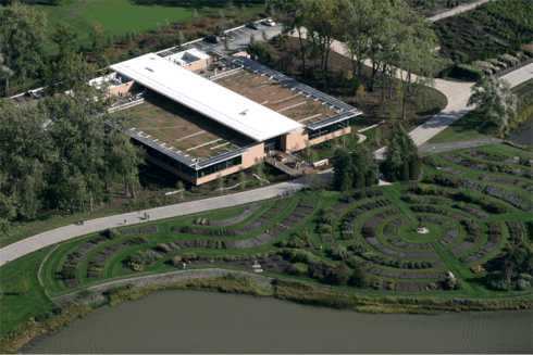 Chicago Botanic Garden aerial; Photo Courtesy of Sika Sarnafil.