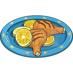 chicken dinner plate clipart. Royalty.