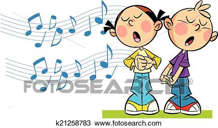 Children sing Clipart.