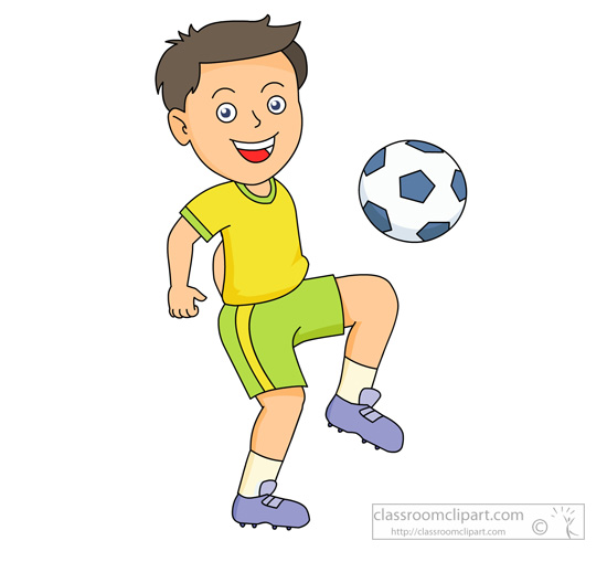 Child playing soccer clipart.