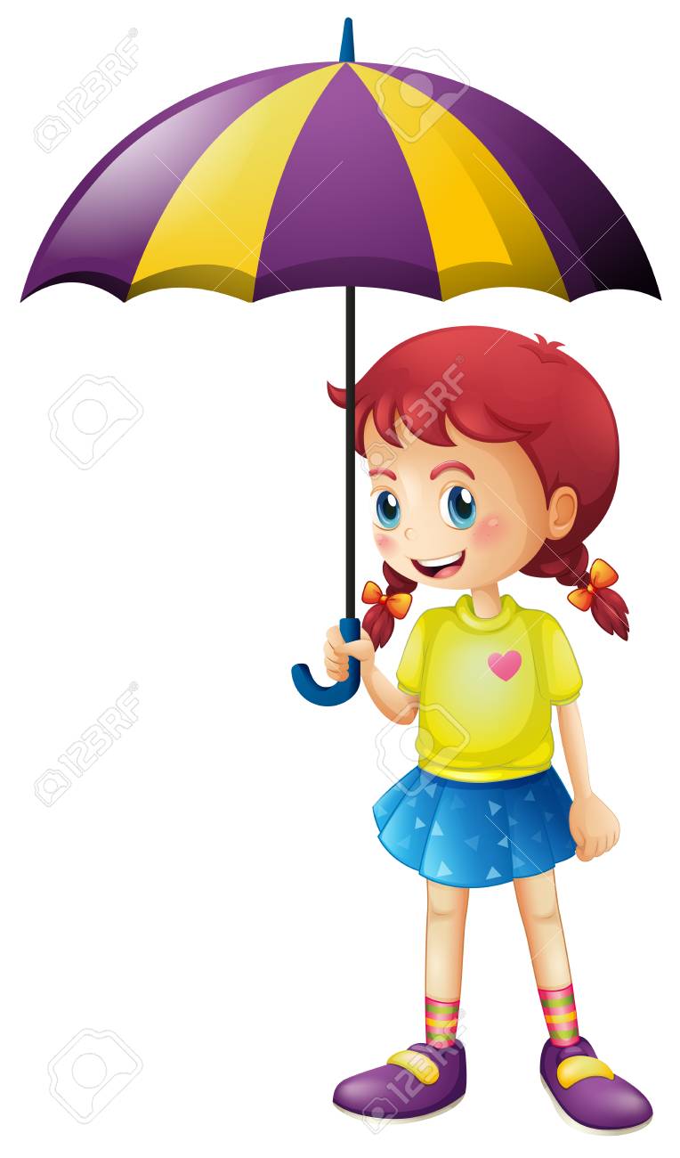 Girl Holding Umbrella Clipart.