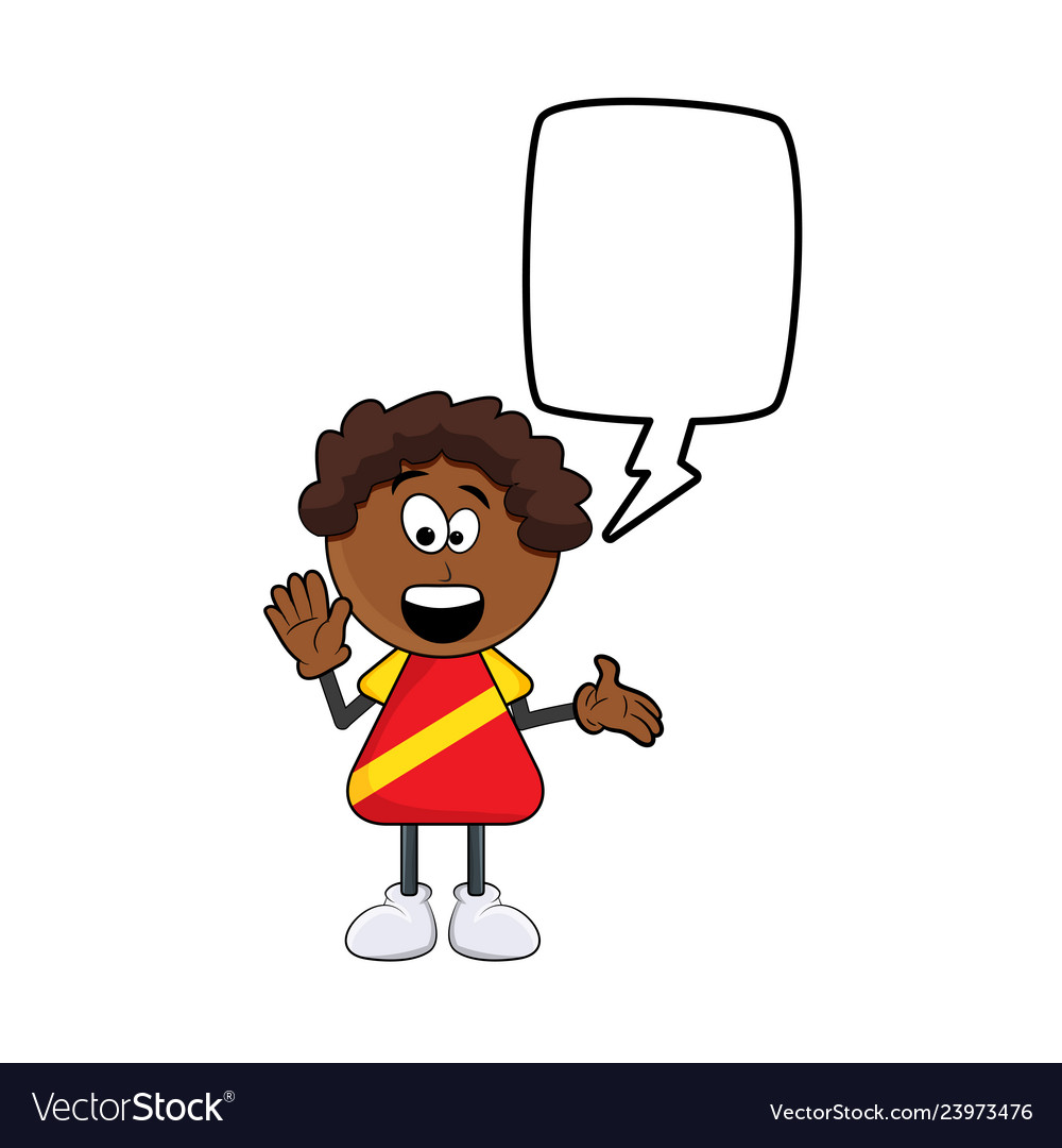 Black african boy cartoon with speech bubble vector image.