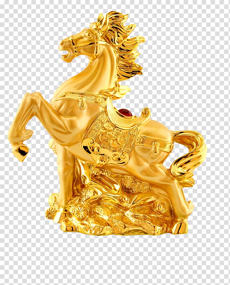 Horse Chinese zodiac Illustration, Zodiac Golden Horse transparent.