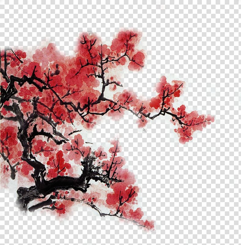 China Chinese painting Art, Ink Plum transparent background.