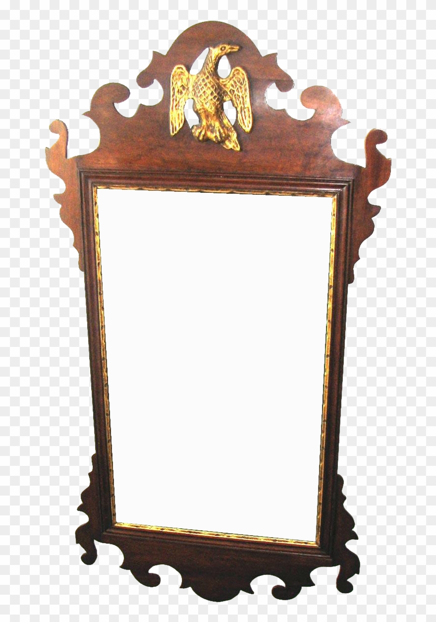 American Chippendale Mahogany Scroll Frame Mirror Jpg.