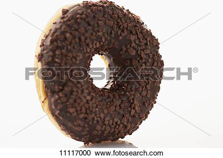 Stock Photography of A doughnut with chocolate glaze and chocolate.