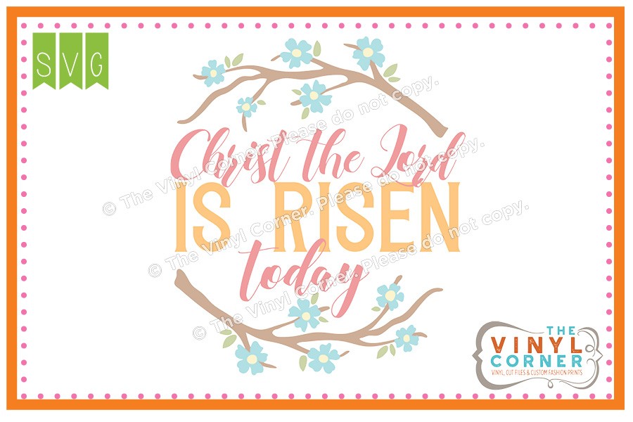 Applique Corner Christ is Risen SVG Clipart Design.