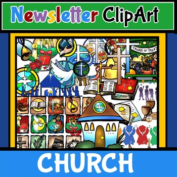 Newsletter Bulletin ClipArt! CHURCH and Christian Events! 70 pcs. BW/Color.