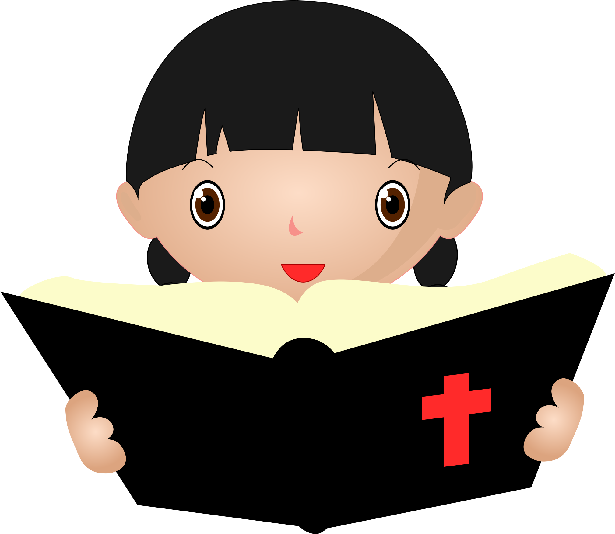 Girl Studying the Bible Vector Clipart image.