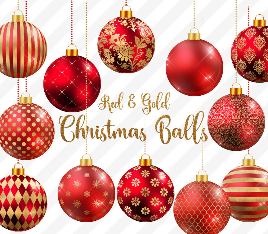 Red and Gold Christmas Balls Clipart.