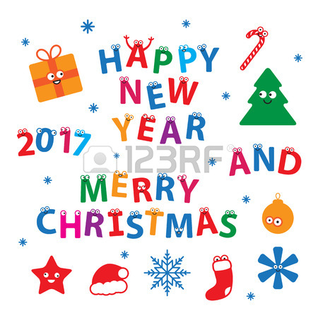 Merry Christmas And Happy New Year. Vector Set Of Creative.