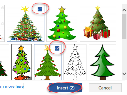 Christmas images and clipart in Microsoft Office.