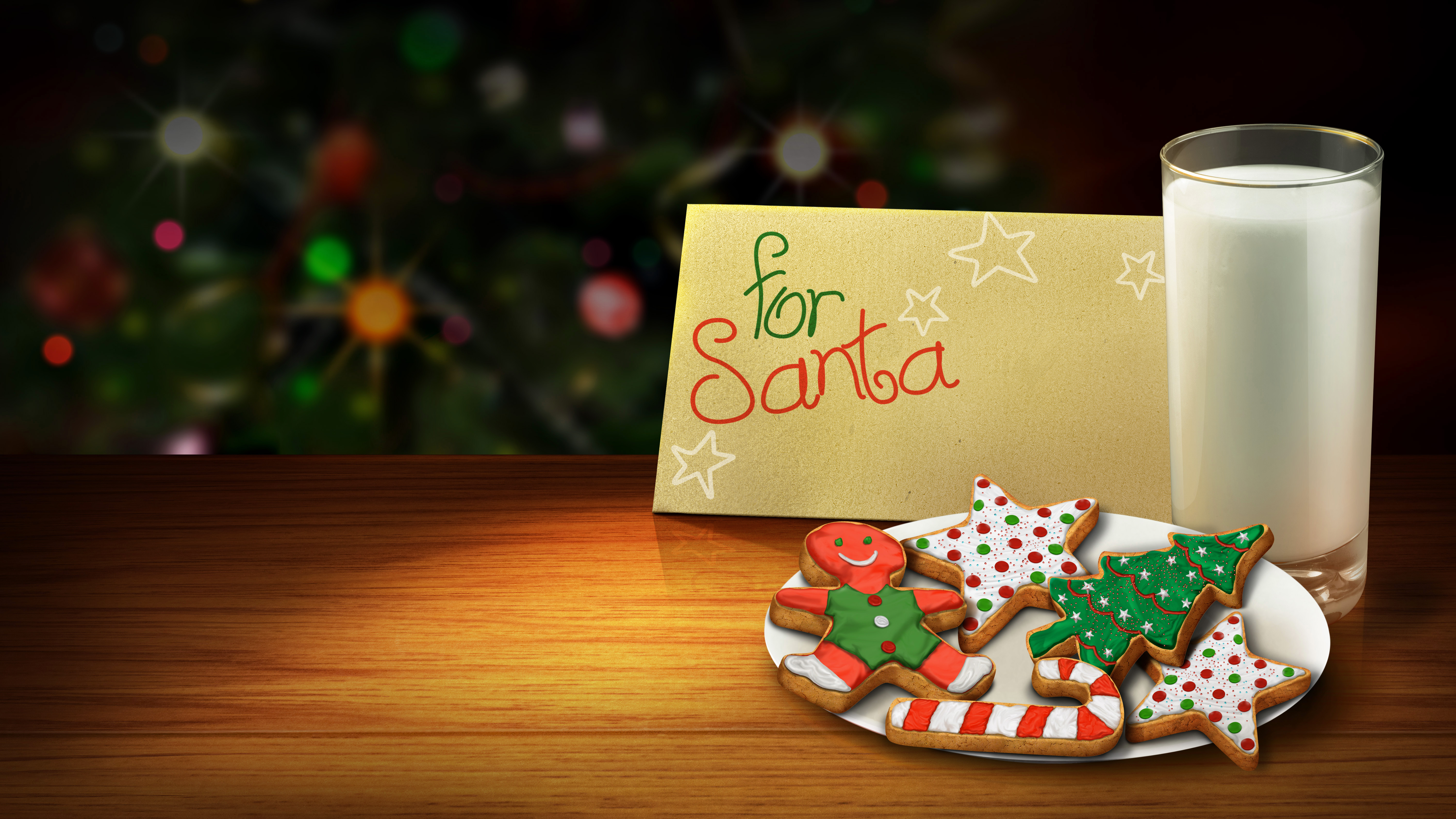 Santa Milk and Cookies Christmas Background.