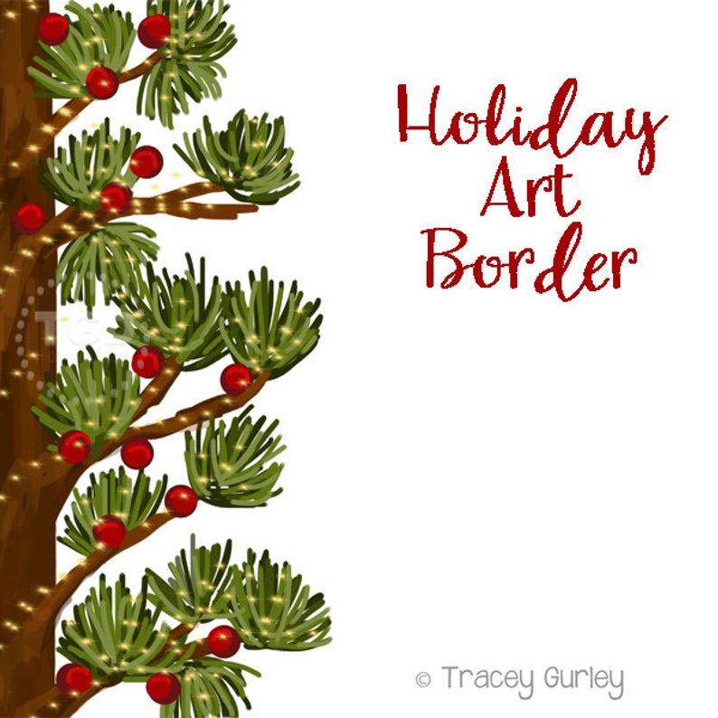 Holiday Art Border, Invitation Art, holiday clip art, pine clip art,  Christmas Clip Art, pine clipart, Christmas clipart, holiday clipart.