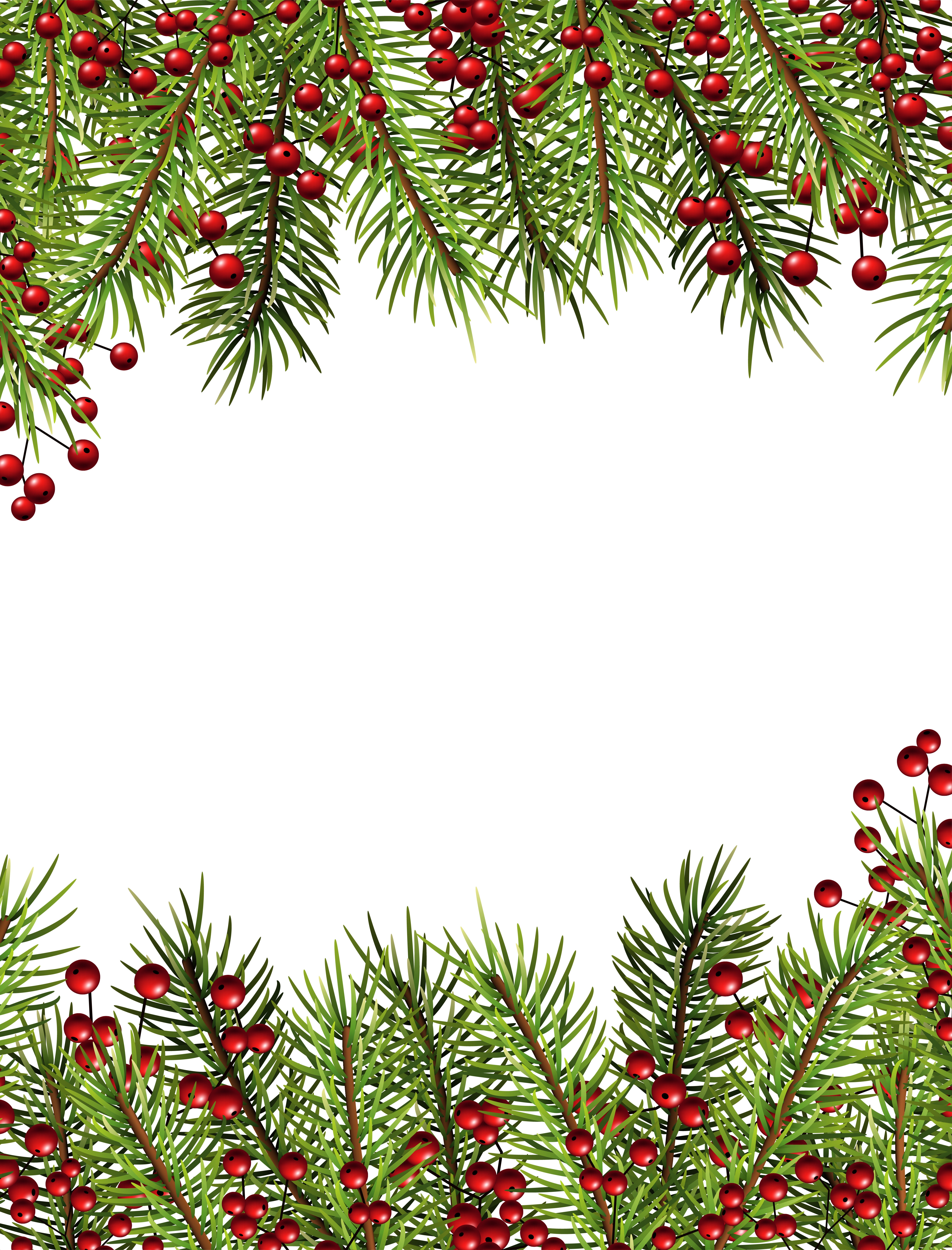 Christmas Holly Transparent Border PNG Frame.