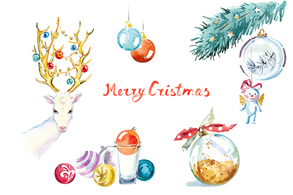 Watercolor Christmas clipart set ~ Illustrations on Creative.