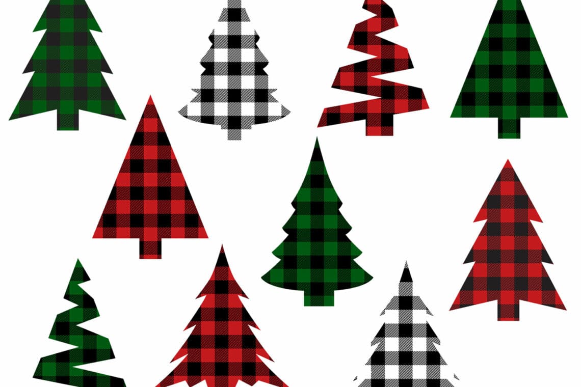 Christmas Tree Buffalo Check Plaid Clip Art Bundle.