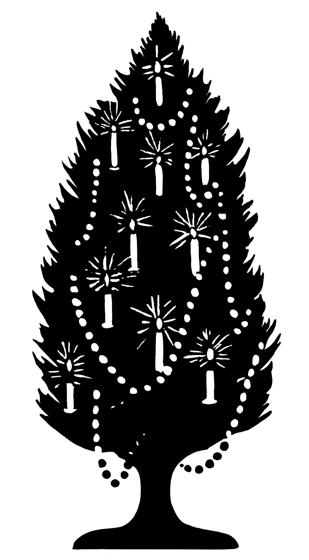 Vintage Christmas Tree Clip Art.