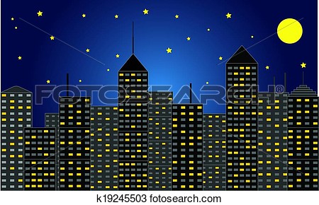 City At Night Clipart.