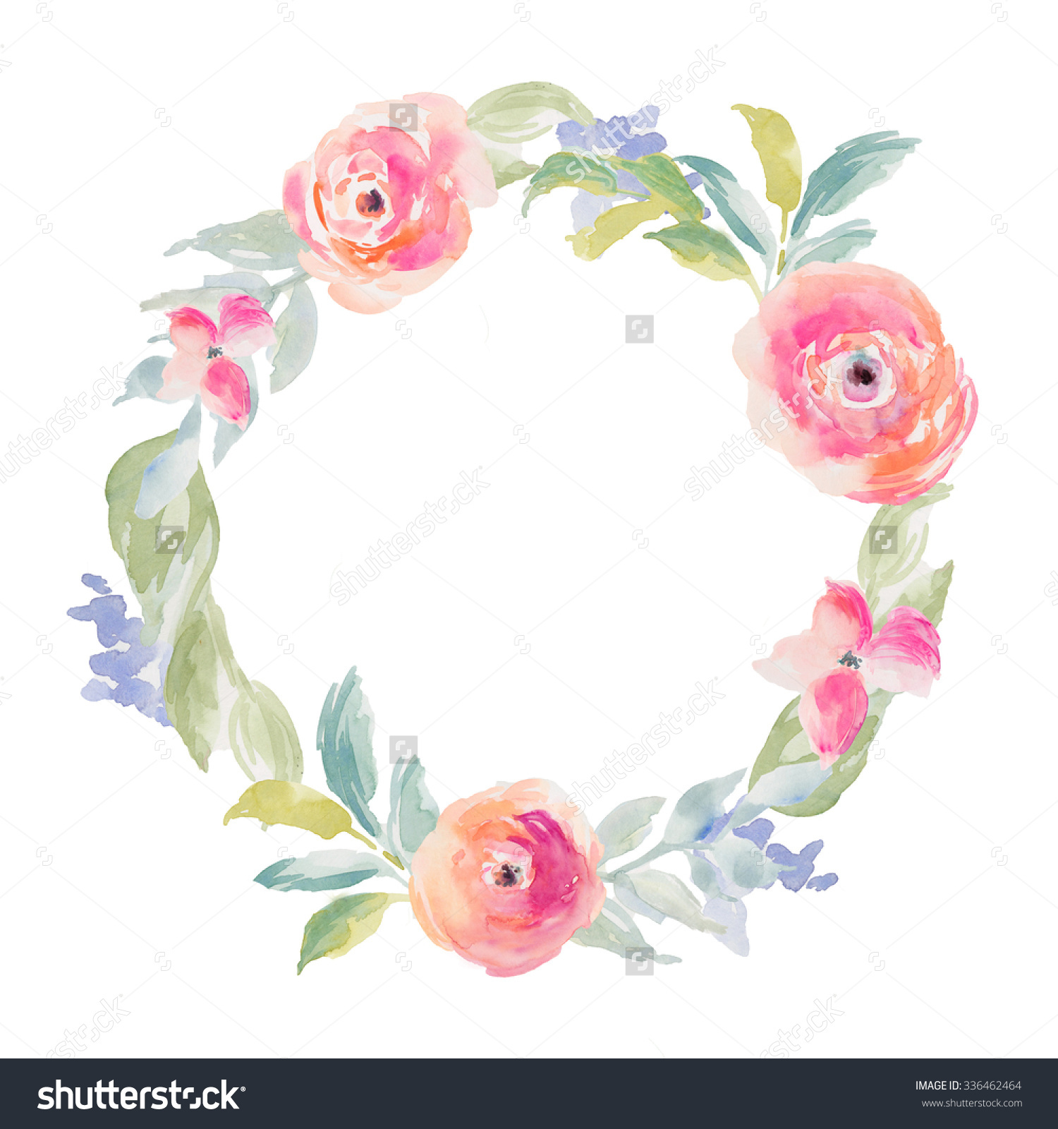 Watercolor Flower Frame Watercolor Flower Wreath Stock.