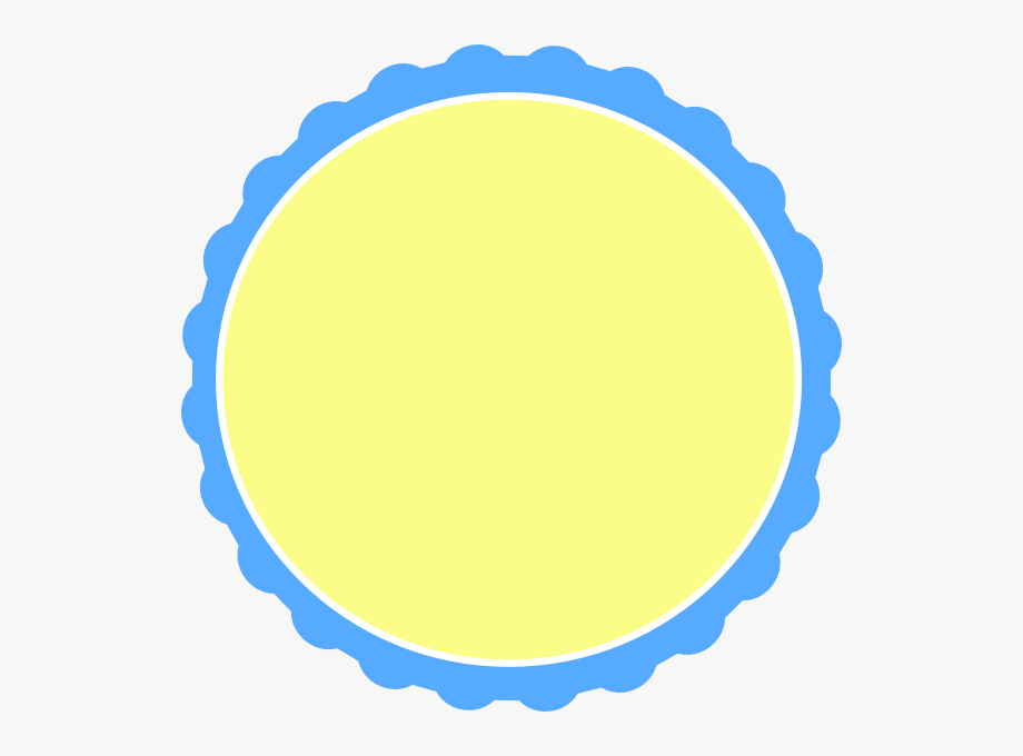 Light Blue & Pale Yellow Scallop Circle Frame Svg Clip.