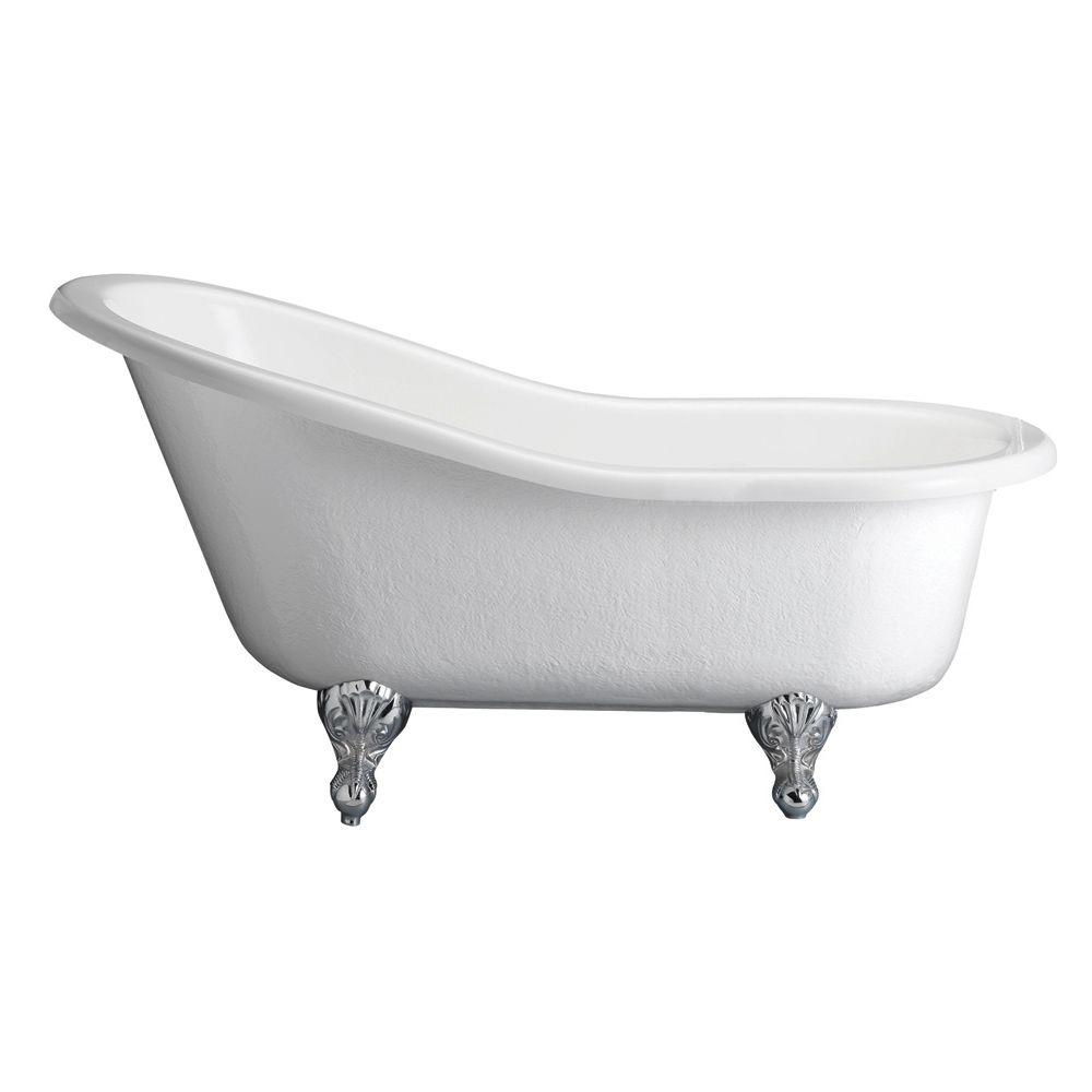 Barclay Products 5.6 ft. Acrylic Claw Foot Slipper Tub in White with Black  Feet.