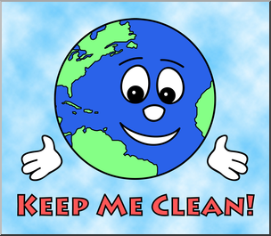 Clip Art: Cute Earth: Keep Me Clean Color 1 I abcteach.com.