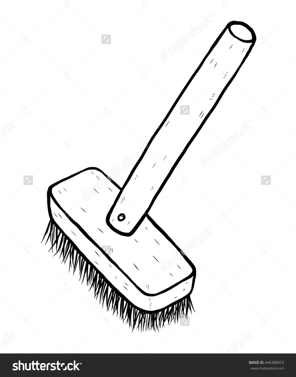 Cleaning Brush Cartoon Vector Illustration Black Stock Vector.