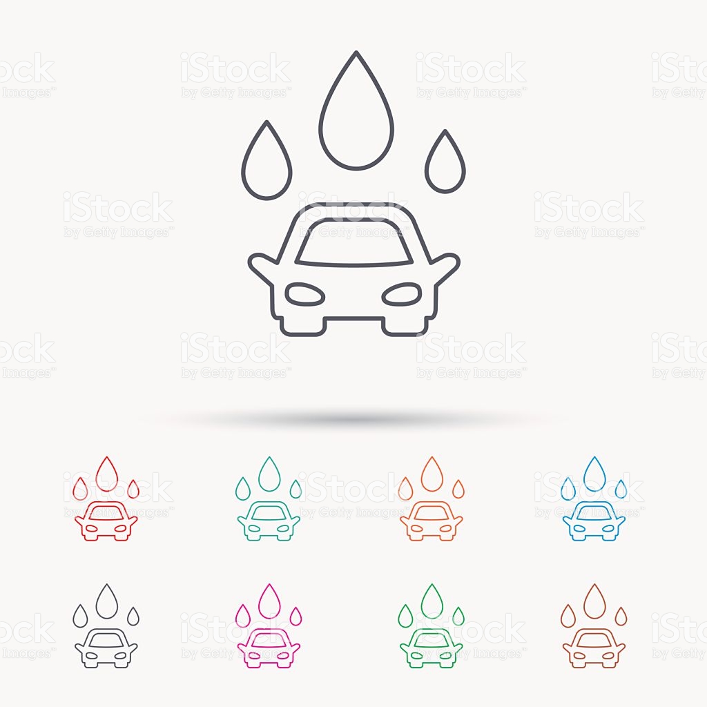 Car Wash Icon Cleaning Station With Water Drops stock vector art.