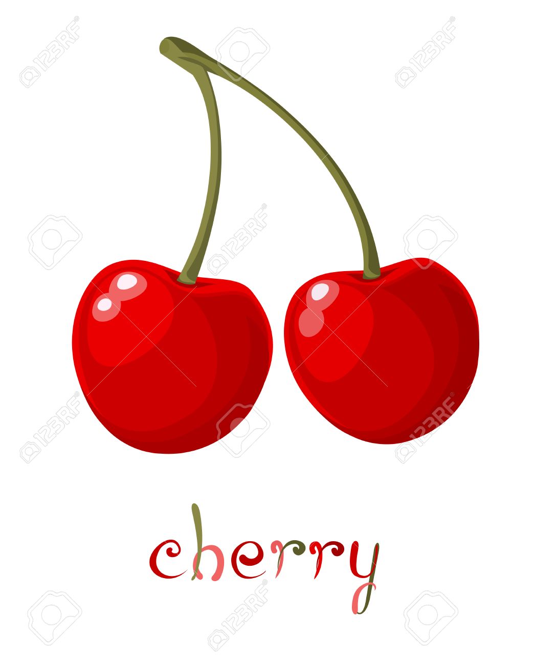 Red Cherry. Illustration of brunch fresh ripe cherry. A couple...