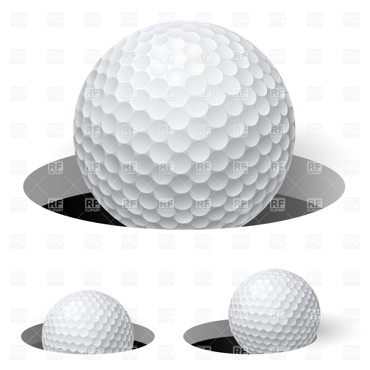 Golf ball in hole Stock Vector Image.