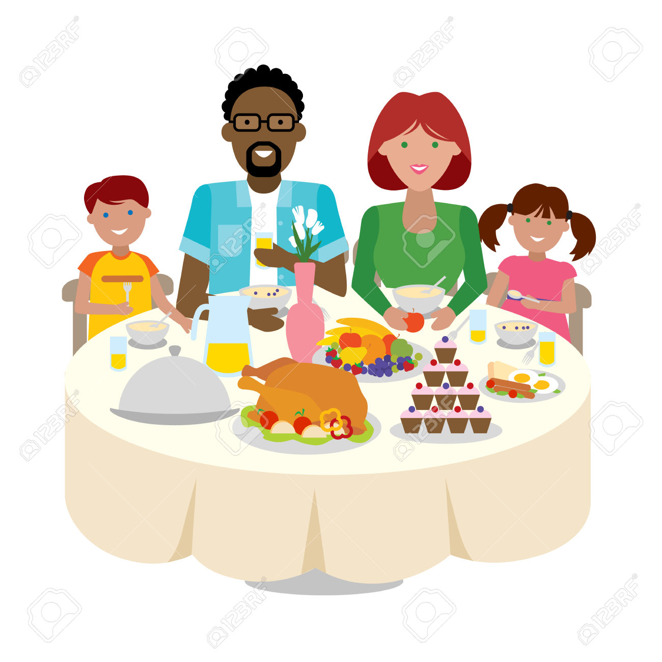 Family Dinner Table Clipart.