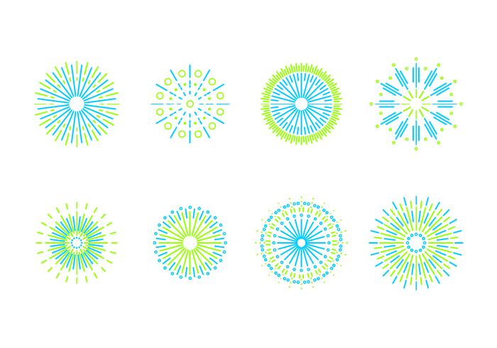 Line Art Fireworks Free Vector.